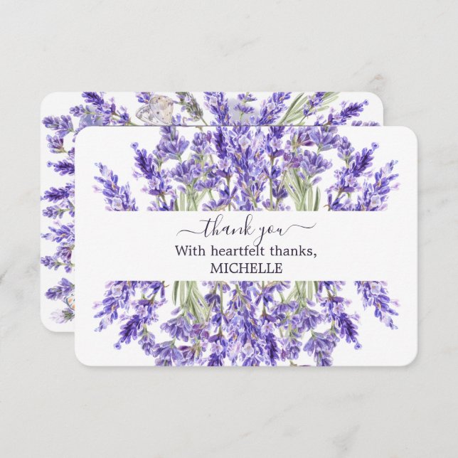 Amor y Lavanda | Tarjeta de agradecimiento de boda (Anverso / Reverso)