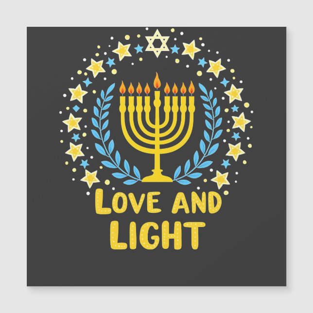 Amor y luz Menorah Festividad judía Hanukkah (Anverso)