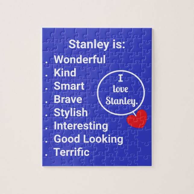 Amor y palabras - Azul con corazón: rompecabezas (Vertical)