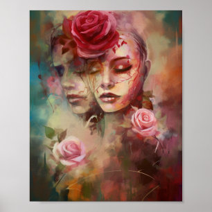 Amor y paz, arte Rosa abstracto moderno
