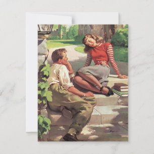Amor y romance vintage, enamorados de la escuela s
