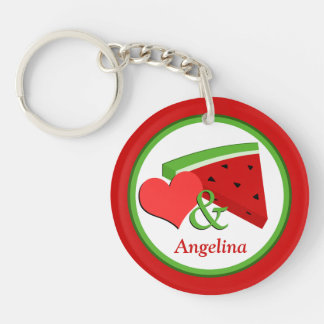 Amor y sandía - llavero de acrílico personalizado