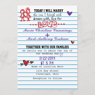 Amores de la escuela que casan la invitación