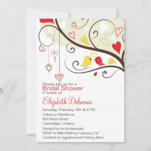 Amores rojos y amarillos Aves de novia Invitación 
