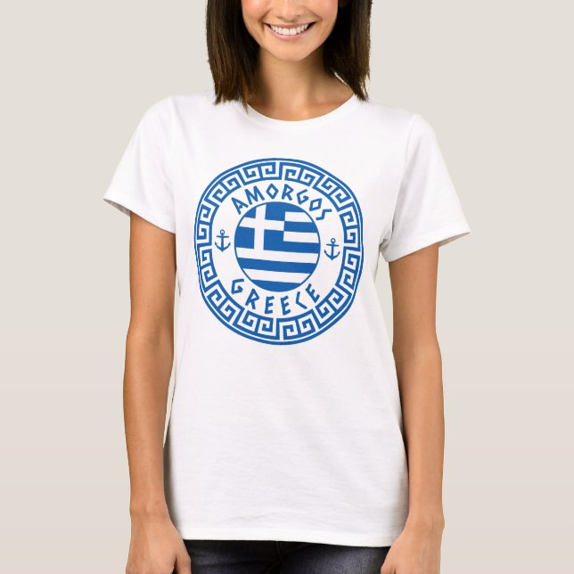 Amorgos, camiseta de mujeres con bandera griega (Anverso)