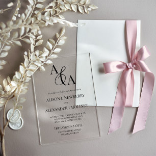 Ampersa negra y blanca e invitación a la boda mode