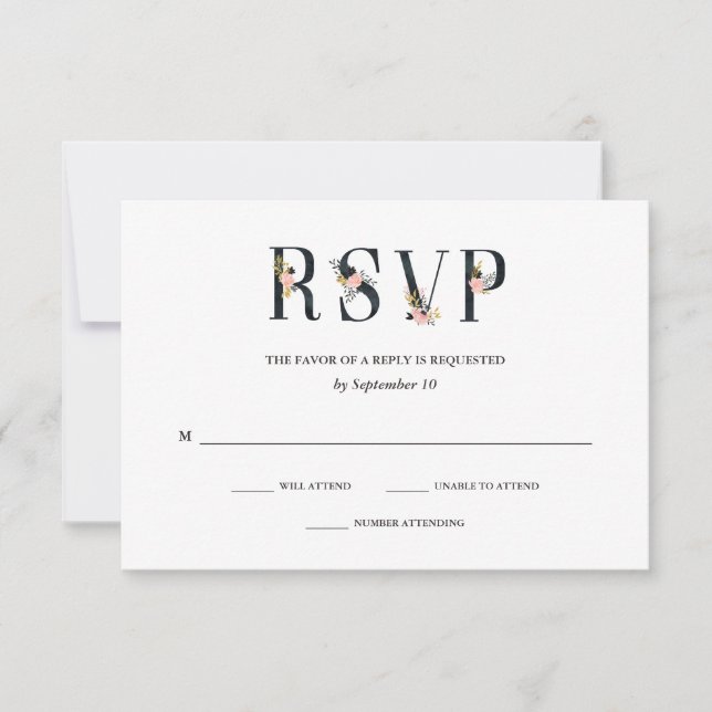 Ampersand elegante | Black and White Wedding RSVP (Anverso)