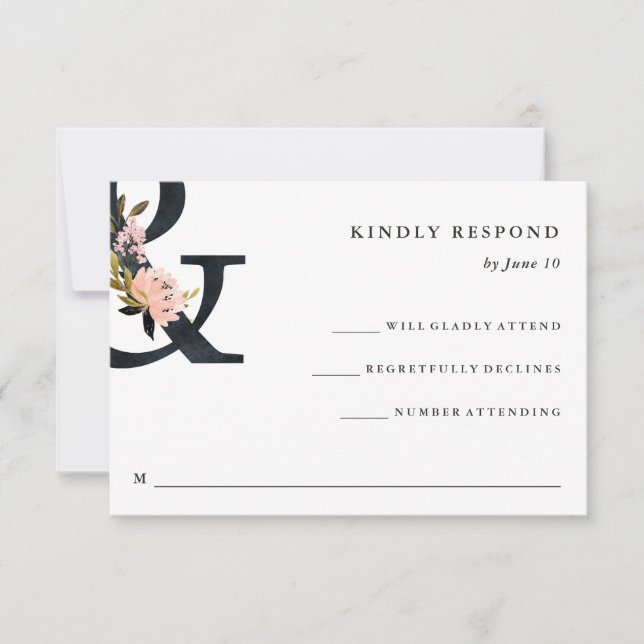 Ampersand elegante | Black and White Wedding RSVP (Anverso)