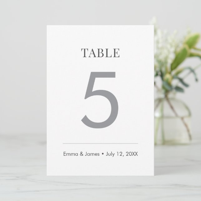 Ampersand Minimalista para Boda | Número de Mesa M (Anverso de pie)