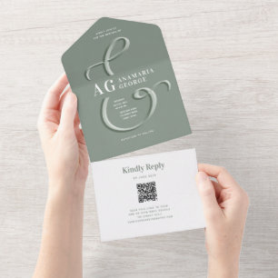 Ampersand Sage Green Boda Todo En Una Invitación