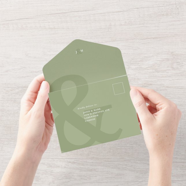 Ampersand sage green en una sola invitación a la b (Apertura)