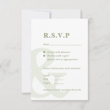 Ampersand sage green RSVP card