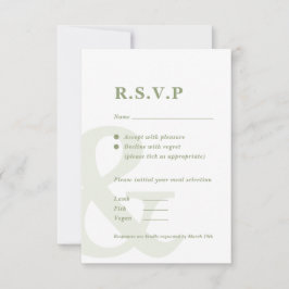 Ampersand sage green RSVP card