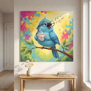 Ampliación de foto de pájaro azul cantando lindo