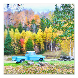 Ampliación de la foto de un camión azul vintage