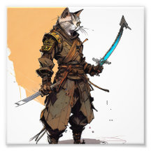 Ampliación de la foto de un gato de Samurai