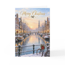Amsterdam Canal de Invierno Feliz Navidad