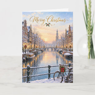 Amsterdam Canal de Invierno Feliz Navidad