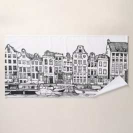 Ámsterdam Canal Países Bajos Ilustracion Cityscape
