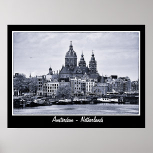 Ámsterdam - Países Bajos, BW Arte (Póster)