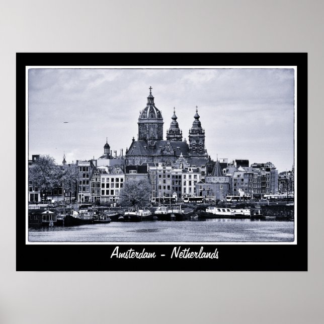 Ámsterdam - Países Bajos, BW Arte (Póster) (Frente)