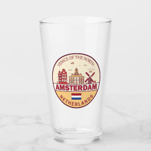 Amsterdam Países Bajos City Skyline Emblem