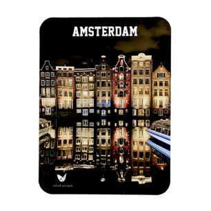 Ámsterdam por la noche - imán de nevera