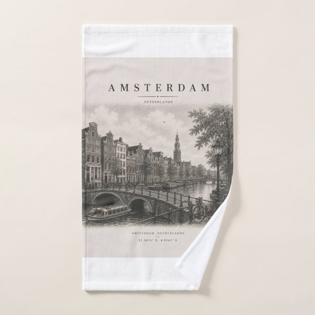 Amsterdam | Vintage Travel City Design (Toalla de mano)