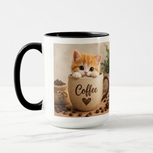 Amuleto de Gatito en Taza de Café (Izquierda)