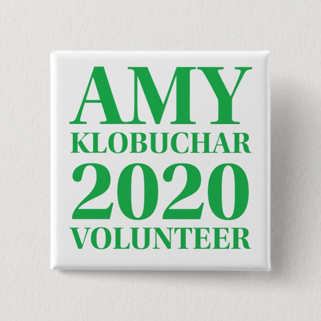 Amy Klobuchar Volunteer de 2 pulgadas botón cuadra (Anverso)