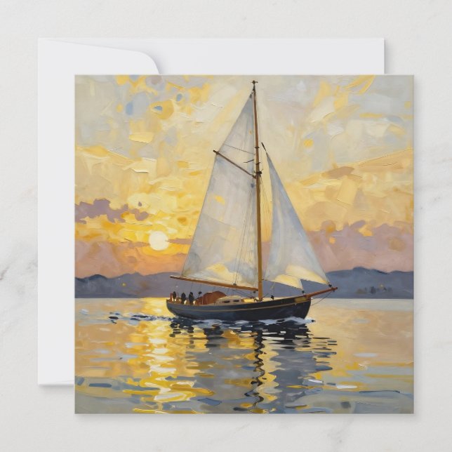 An Impasto Illustration of a Sailboat at Sunset (Anverso)