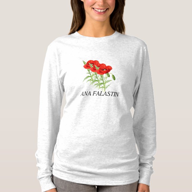 Ana Falastin Poppy Camiseta Blanca De Larga Manga (Anverso)