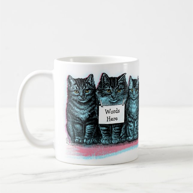 Añada el nombre o las palabras del gato a la taza (Izquierda)