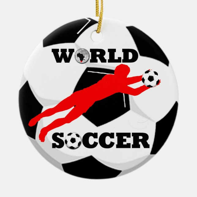 Añada el ornamento del fútbol del mundo de la foto (Frente)