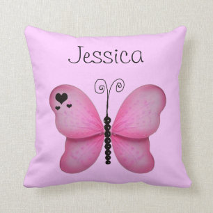 Añada su almohada decorativa de la mariposa rosad