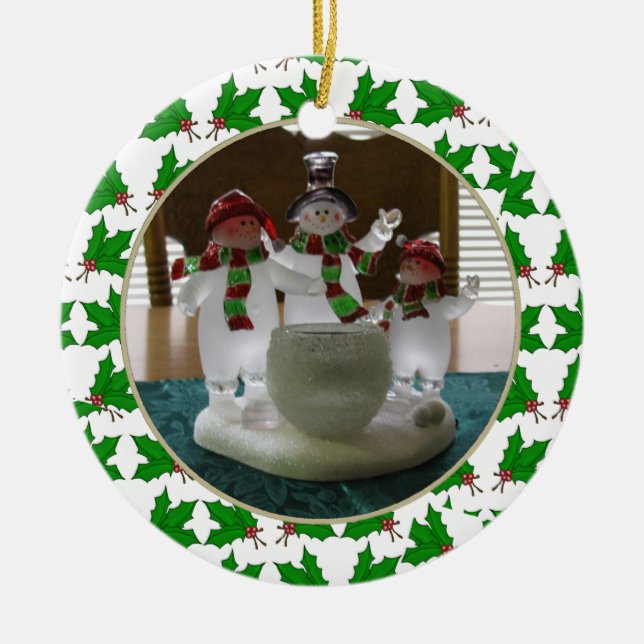 Añada su ornamento del recuerdo del acebo de la (Frente)