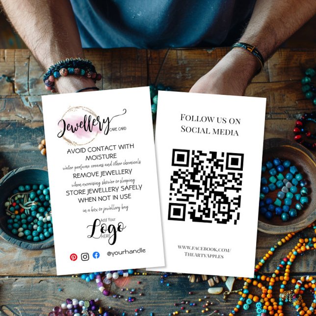 AÑADE TU LOGO tarjetas DE CUIDADO DE joyas pequeño (Subido por el creador)