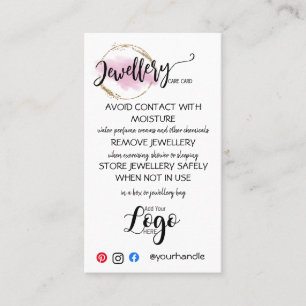 AÑADE TU LOGO tarjetas DE CUIDADO DE joyas pequeño