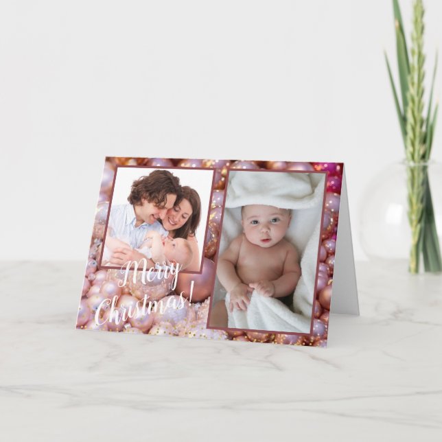 Añadir 2 Fotos Hermosa Tarjeta de Vacaciones Ornam (Anverso)