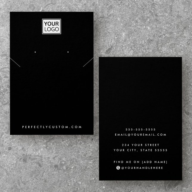 Añadir el logotipo tarjeta de visualización del an (Add logo black necklace earring display card)