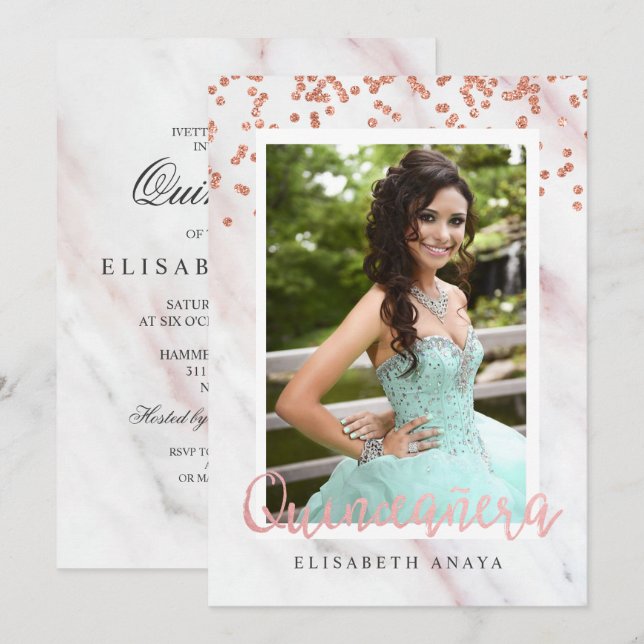 AÑADIR FOTO - Invitación moderna a la quinceañera (Anverso / Reverso)