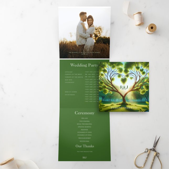 Añadir foto Romántico Programa de Bodas Verdes (Add Photo Romantic Green Wedding Program)