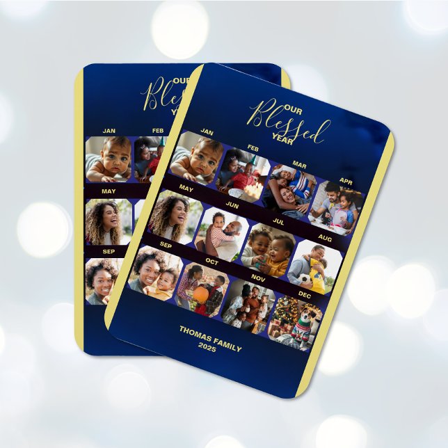 Añadir fotos al imán flexible azul del año bendeci (Add Photos Blessed Year Blue Flexible Magnet (multiple shown))