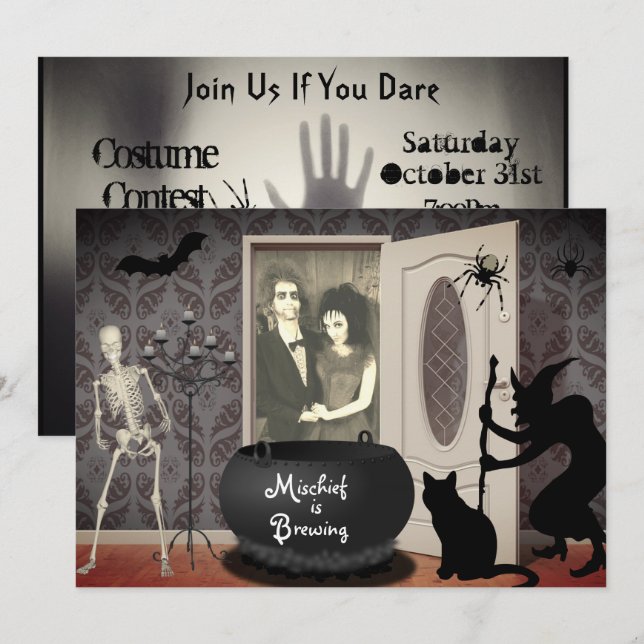 Añadir la invitación de Halloween a la casa embruj (Anverso / Reverso)