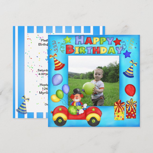 Añadir la tarjeta de cumpleaños del payaso de la f (Anverso / Reverso)