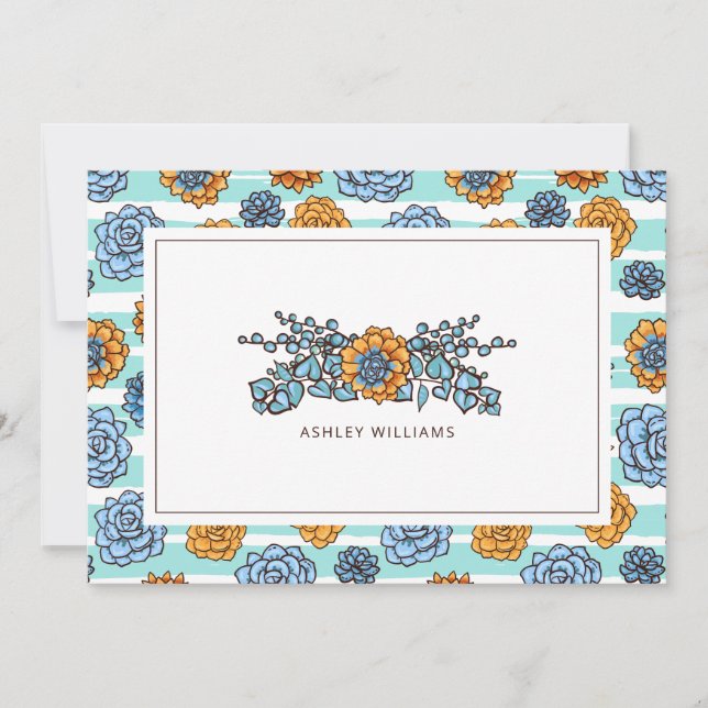 Añadir la tarjeta de nombre | Suculento acuarela (Anverso)