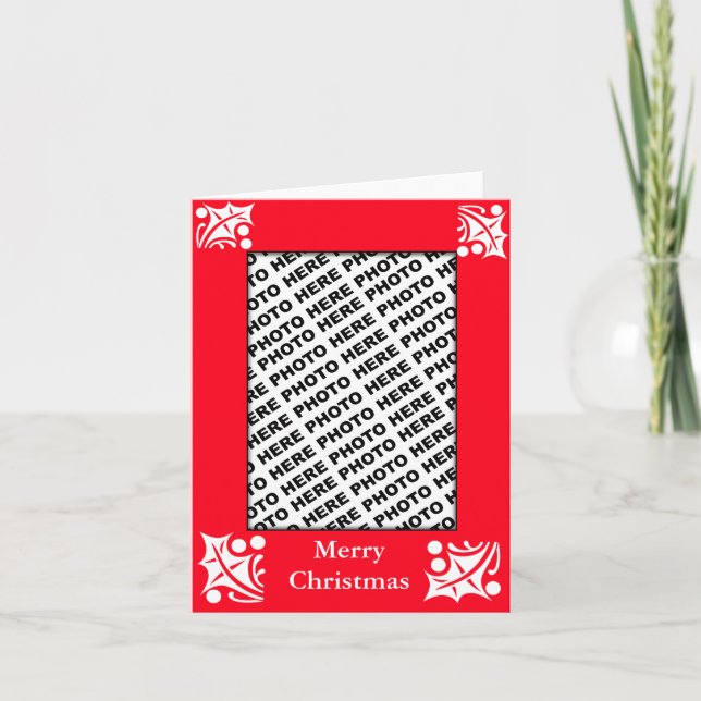 Añadir la tarjeta navideña Fotos Merry Red Leaf (Anverso)