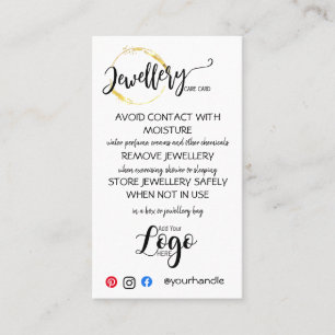 AÑADIR LAS TARJETAS DE CUIDADO DE joyería DE LOG
