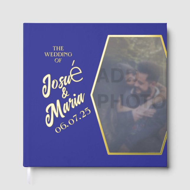 Añadir libro de visitas de Boda azul a la fotograf (Anverso)