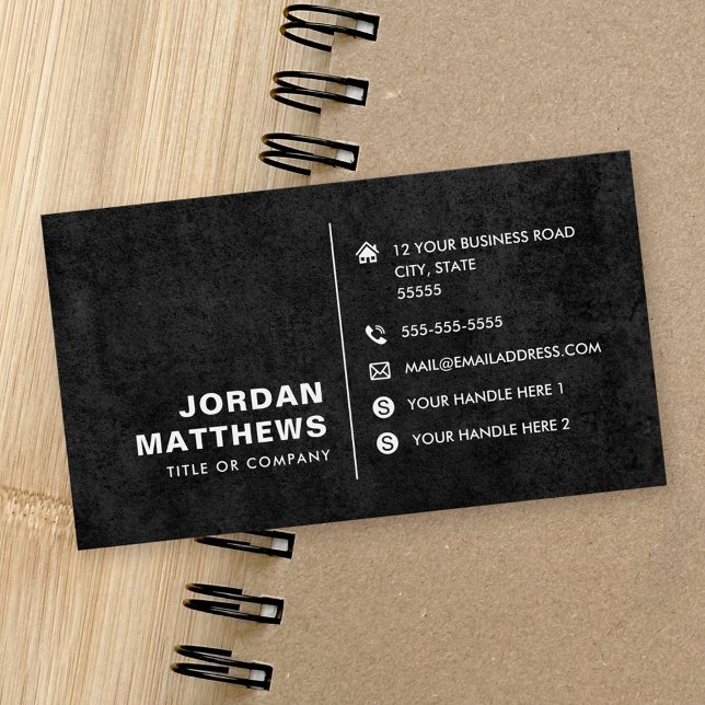 Añadir logotipo iconos de medios sociales tarjetas (Add logo social media icons dark business cards)